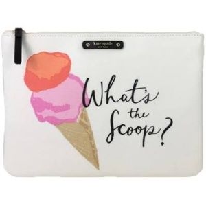 Kate Spade Large Makeup Pouch Bag - "What's the Scoop?" Ice Cream Print - NWOT